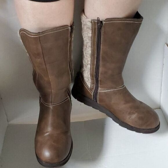 Muk Luks Boots Winter Snow Stacey Sweater Knit ZIP UP Women's WOMAN'S Size 9 - Picture 3 of 16